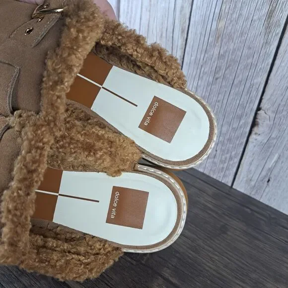 Dolce Vita Lelani Plush Flat Platform Mule Women's Sz 9 Pecan Suede (VGC) - Picture 7 of 9